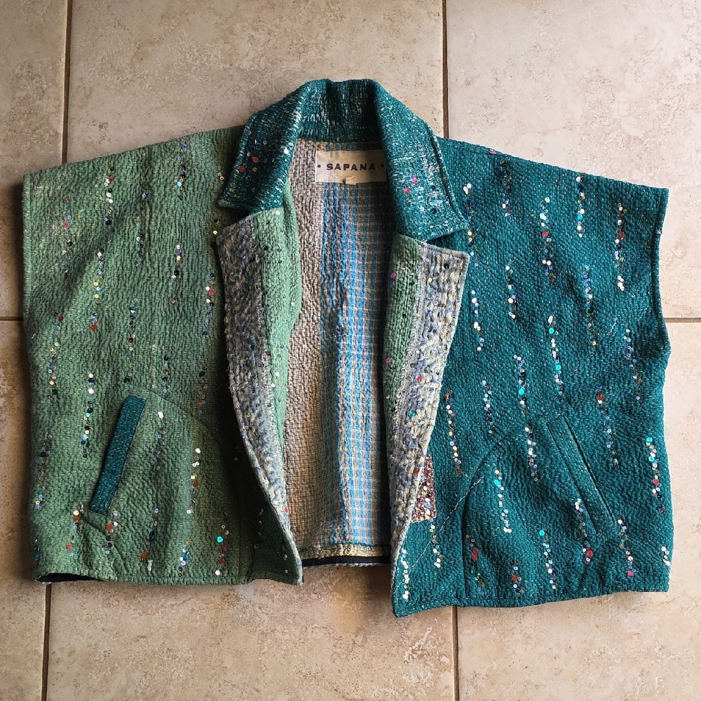 Sapana Blue and Teal Patterned Jacket